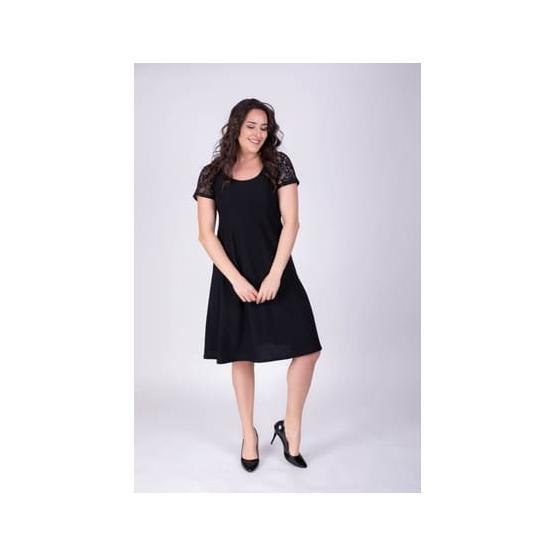 Myline 34392 Siyah Kolları Dantel Elbise