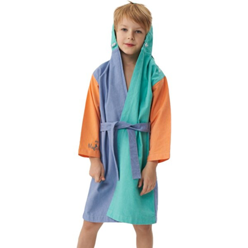 myMagicRobe Hafifi Emici Pratik Çocuk Bornozu Ocean Yüzme Dersi Havuz Tatil Sahil Için 100%PAMUK - 4 - 5 Yaş - Mavi - Turuncu Bornoz Fiyatı