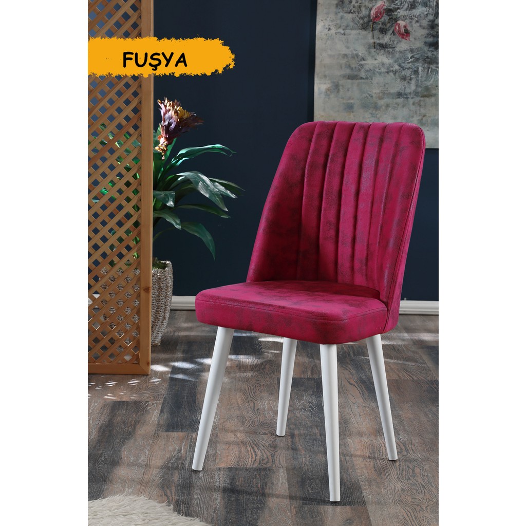 MyMassa Polo Sandalye Beyaz Ahşap Ayaklı - Fuşya Standart Sandalye Fiyatı