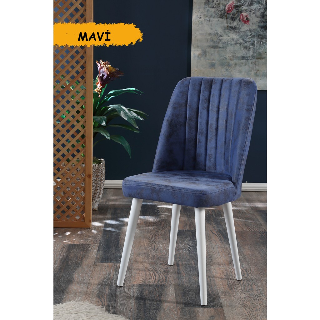 MyMassa Polo Sandalye Beyaz Ahşap Ayaklı - Mavi Standart Sandalye Fiyatı