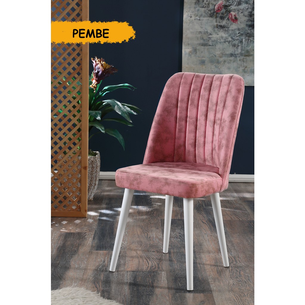 MyMassa Polo Sandalye Beyaz Ahşap Ayaklı - Pembe Standart Sandalye Fiyatı