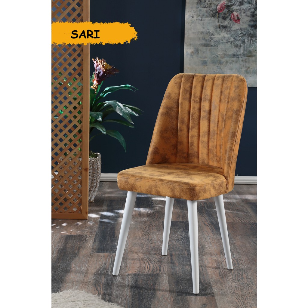 MyMassa Polo Sandalye Beyaz Ahşap Ayaklı - Sarı Standart Sandalye Fiyatı