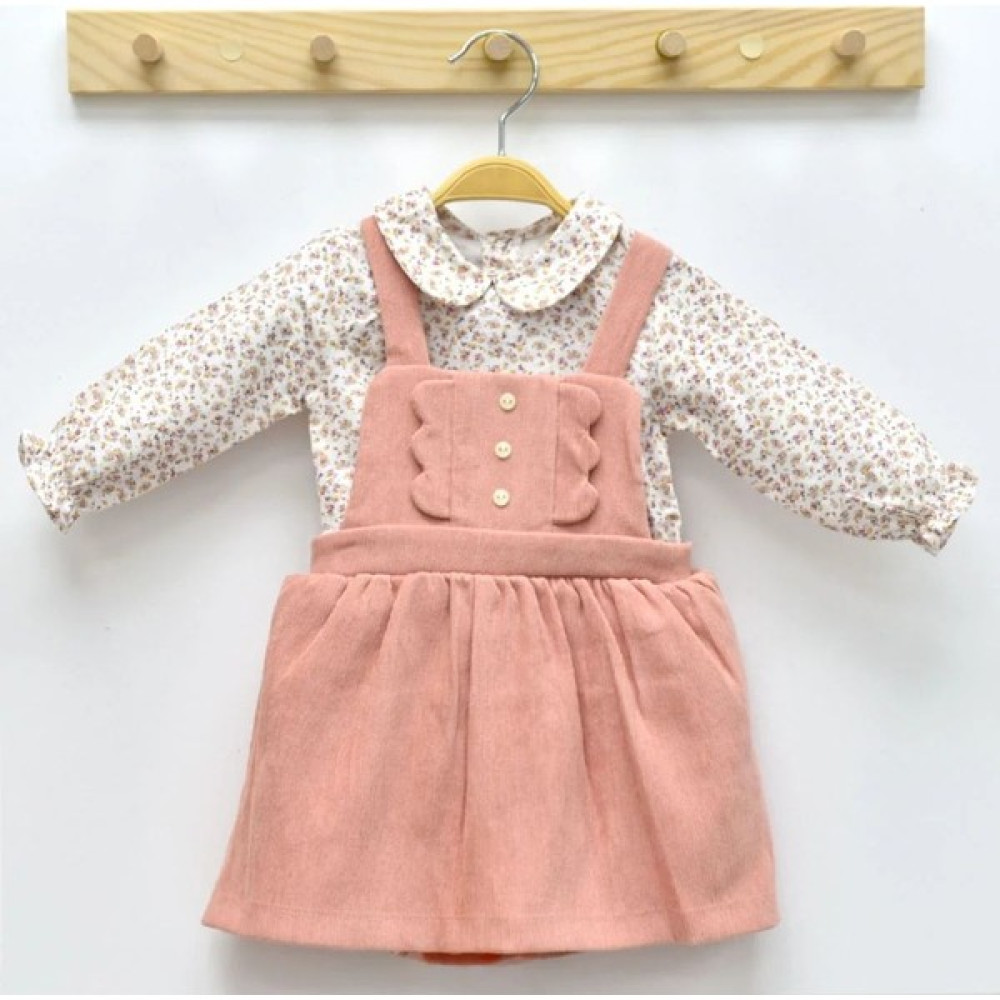 Mymio Baby 3017MY Kız Bebek Fitilli Kadife Slopet Elbise Bebek Elbisesi Fiyatı