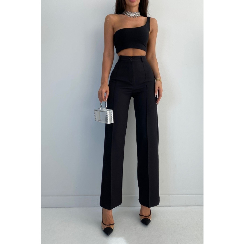 mymoda Ön Dikiş Detaylı Bol Paça Pantolon 34 Beden Kadın Pantolon Fiyatı