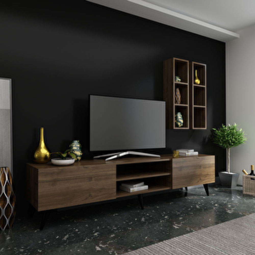 Myniture Home Festival Tv Ünitesi Q3000-2 Ceviz Tv Ünitesi / Sehpası Fiyatı