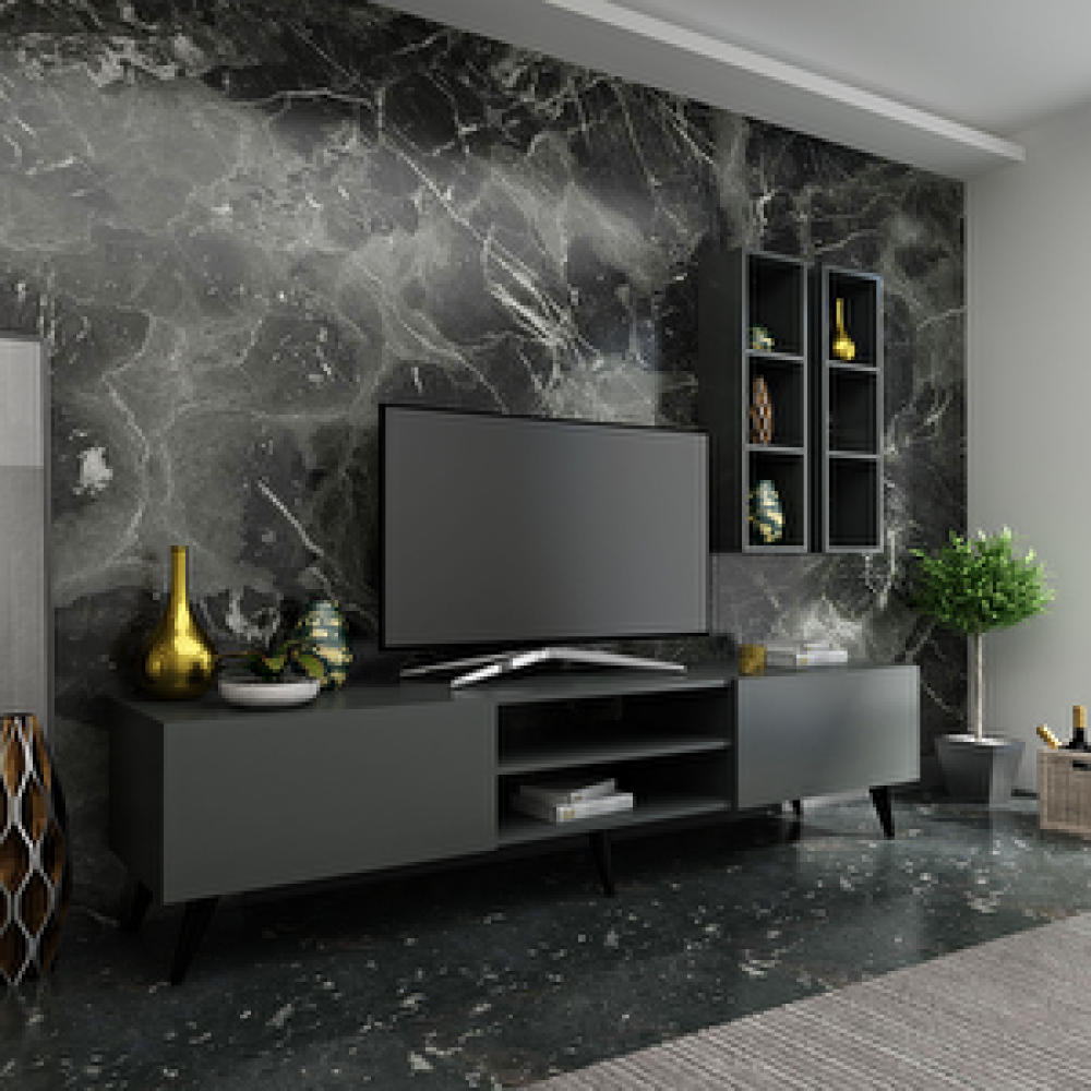 Myniture Home Festival Tv Ünitesi Q3000-4 Antrasit Tv Ünitesi / Sehpası Fiyatı