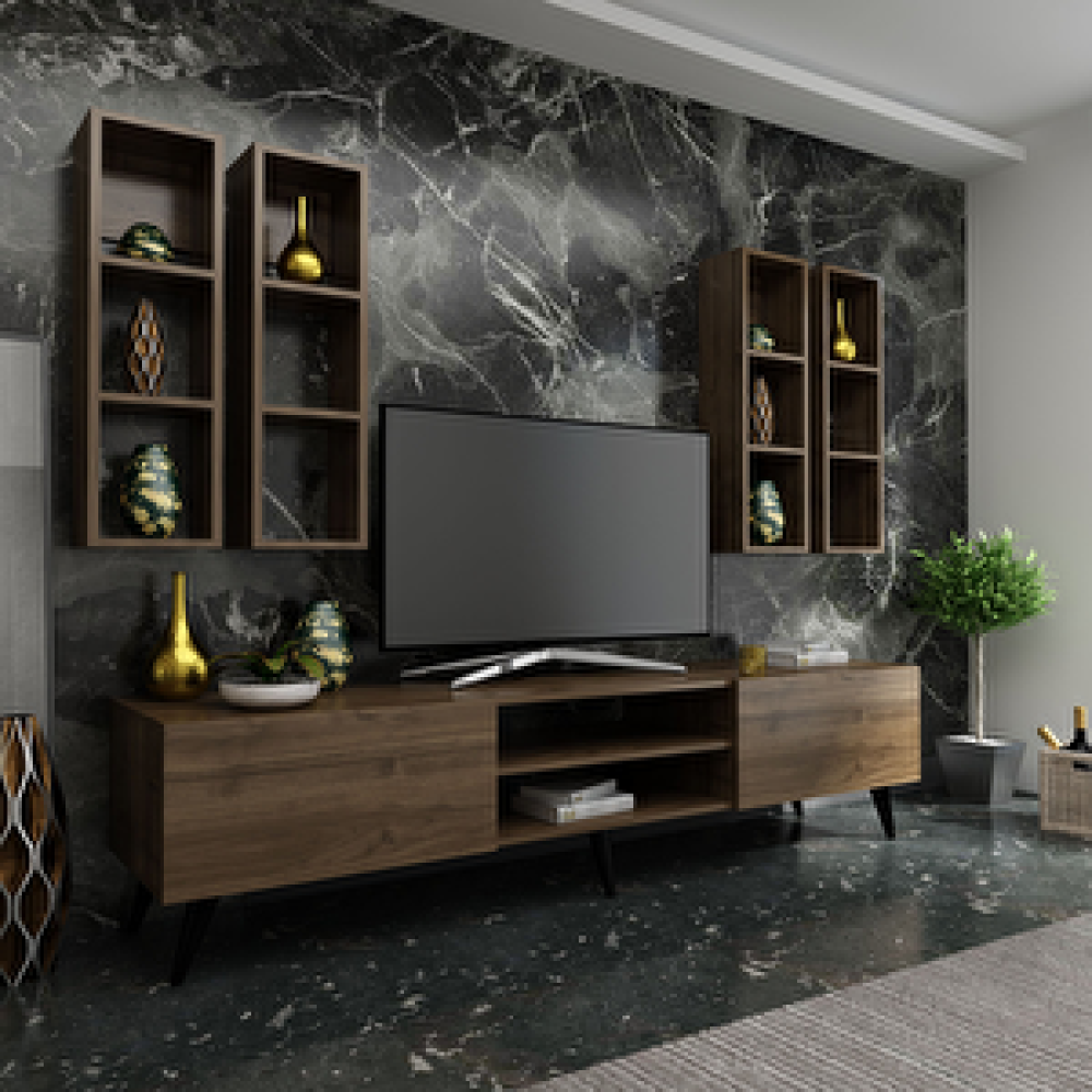 Myniture Home Festival Tv Ünitesi Q3001-2 Ceviz Tv Ünitesi / Sehpası Fiyatı