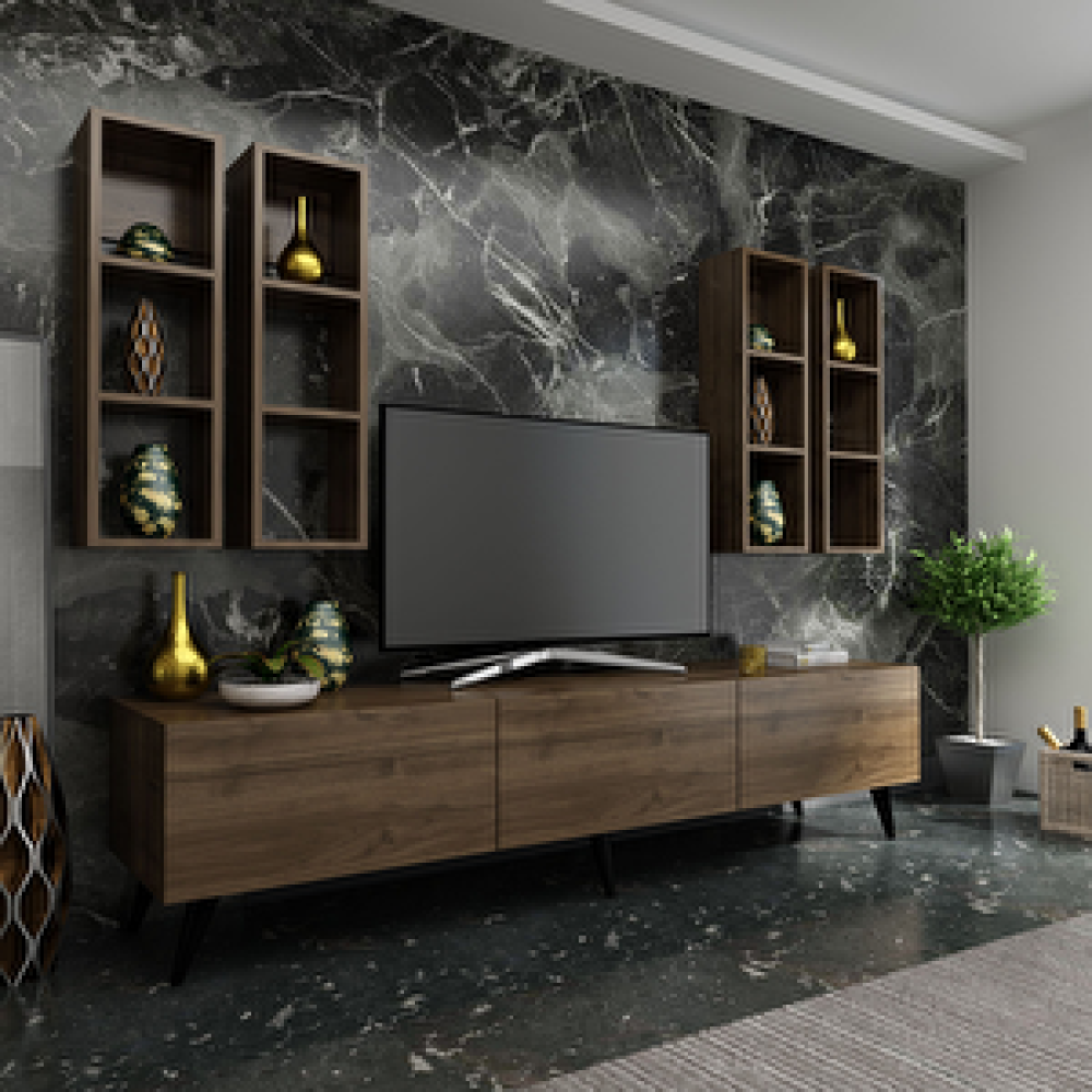 Myniture Home Festival Tv Ünitesi Q3002-2 Ceviz Tv Ünitesi / Sehpası Fiyatı