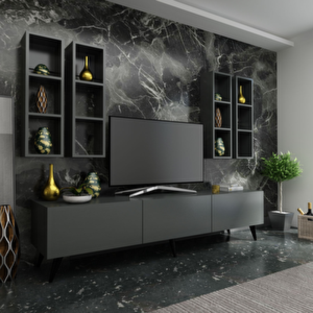Myniture Home Festival Tv Ünitesi Q3002-4 Antrasit Tv Ünitesi / Sehpası Fiyatı