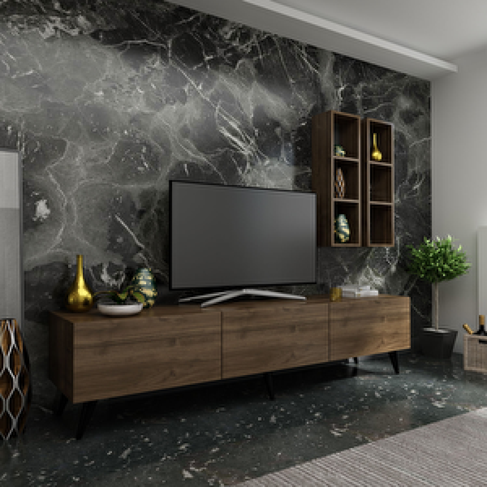 Myniture Home Festival Tv Ünitesi Q3003-2 Ceviz Tv Ünitesi / Sehpası Fiyatı