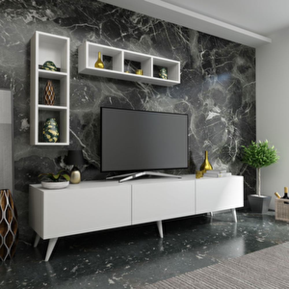 Myniture Home Festival Tv Ünitesi Q3004-1 Beyaz Tv Ünitesi / Sehpası Fiyatı