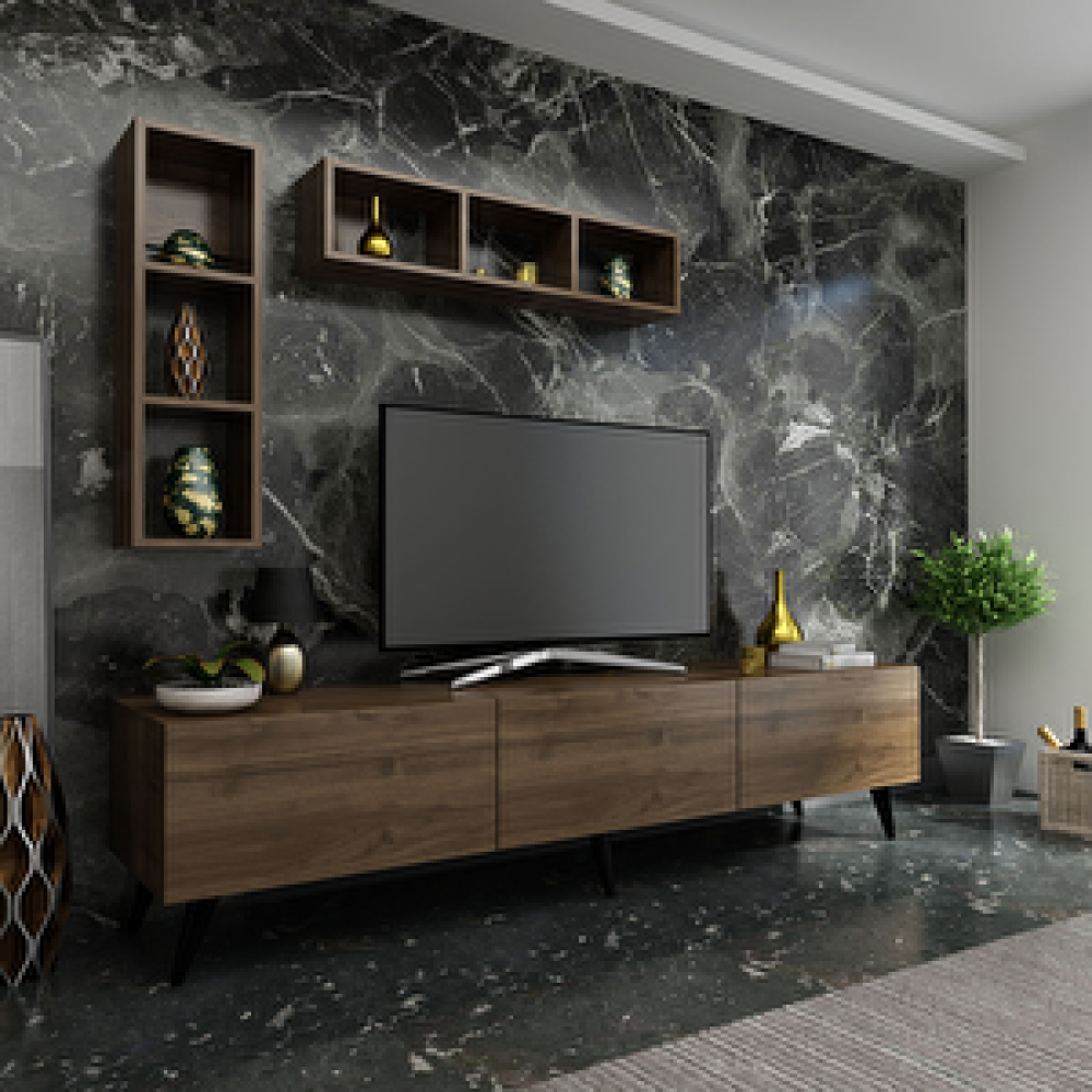 Myniture Home Festival Tv Ünitesi Q3004-2 Ceviz Tv Ünitesi / Sehpası Fiyatı