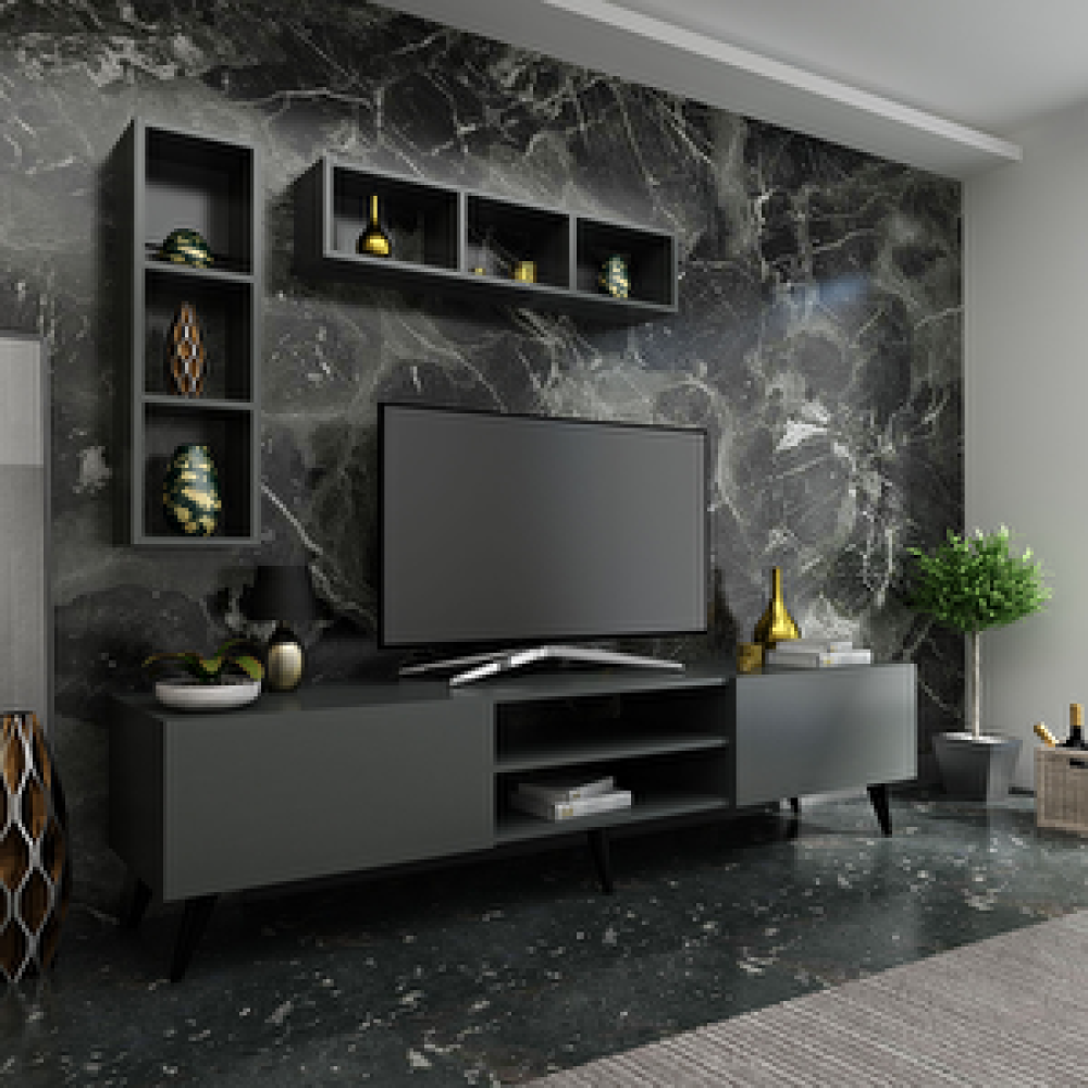 Myniture Home Festival Tv Ünitesi Q3005-4 Antrasit Tv Ünitesi / Sehpası Fiyatı