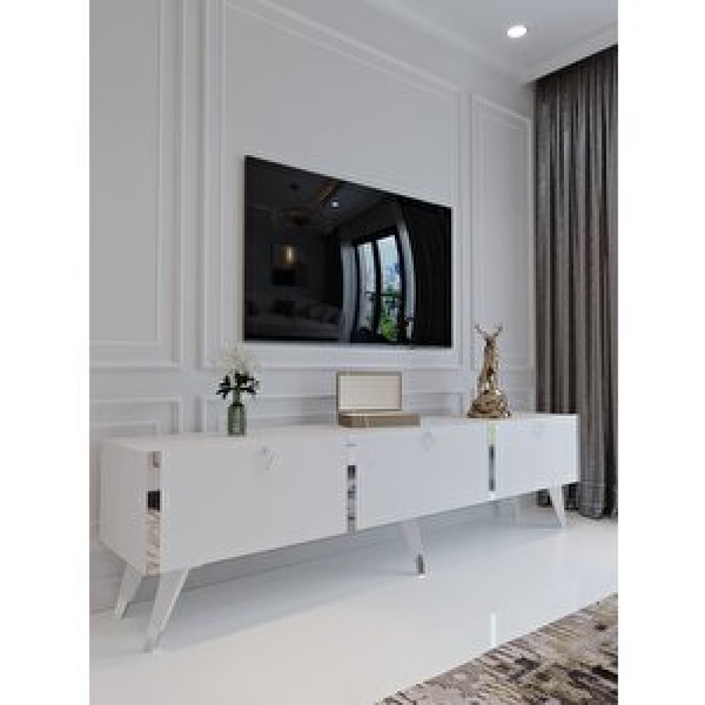 Myniture Home Festival Tv Ünitesi S3017-1 Parlak Beyaz Minifiks Bağlantı Tv Ünitesi / Sehpası Fiyatı