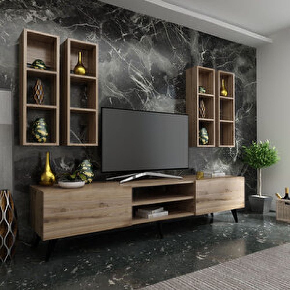 Myniture Home İdeal Tv Ünitesi + Duvar Rafı Q7001-3 Çırağan Tv Ünitesi / Sehpası Fiyatı