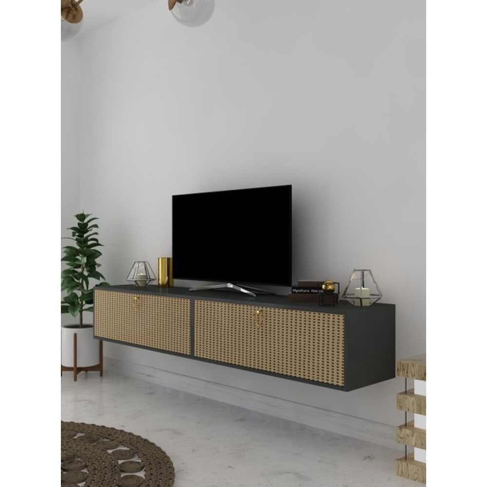 Myniture Home & Living Duvara Monte Tv Sehpası Antrasit Hazeran S6201-7 Tv Ünitesi / Sehpası Fiyatı