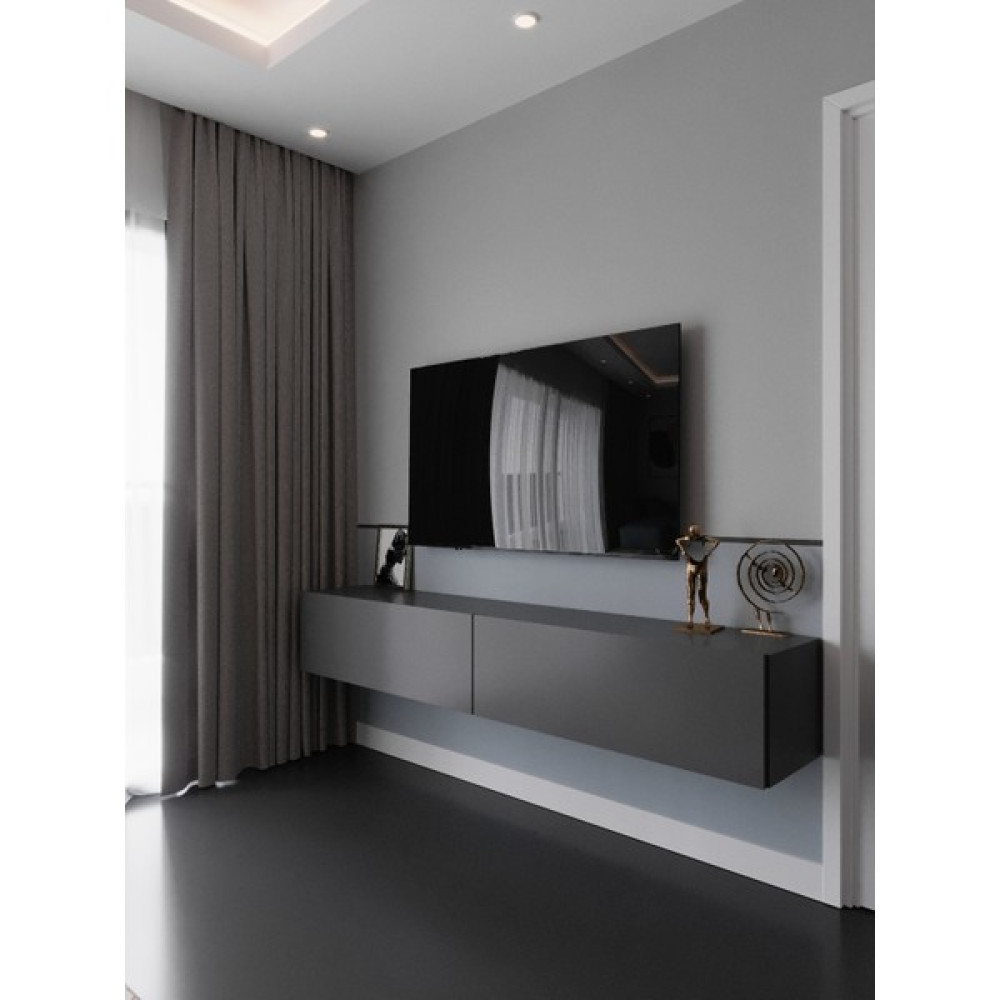 Myniture Home & Living Duvara Monte Tv Sehpası Antrasit Q6106-4 Tv Ünitesi / Sehpası Fiyatı
