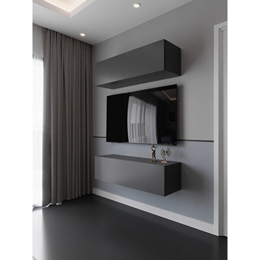 Myniture Home & Living Duvara Monte Tv Sehpası Antrasit S6113-4 Tv Ünitesi / Sehpası Fiyatı