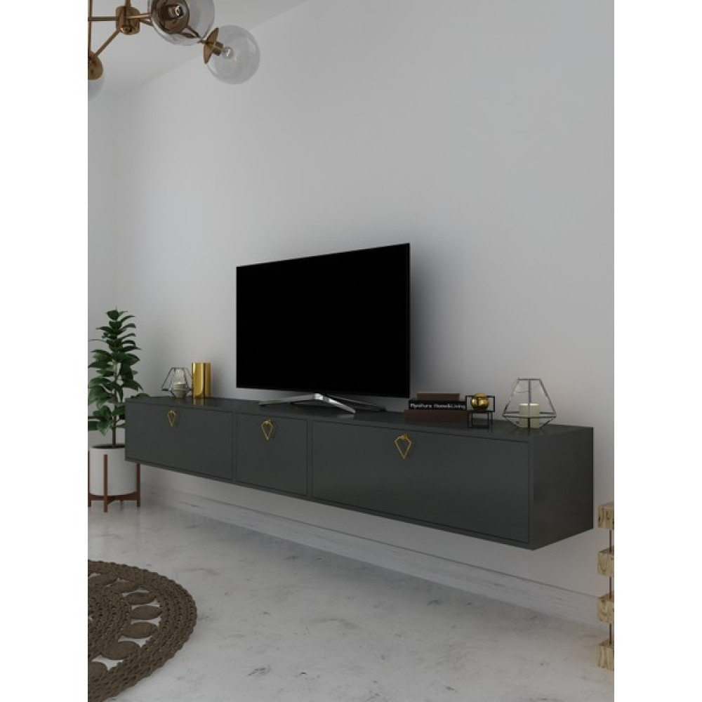 Myniture Home & Living Duvara Monte Tv Sehpası Antrasit S6202-4 Tv Ünitesi / Sehpası Fiyatı