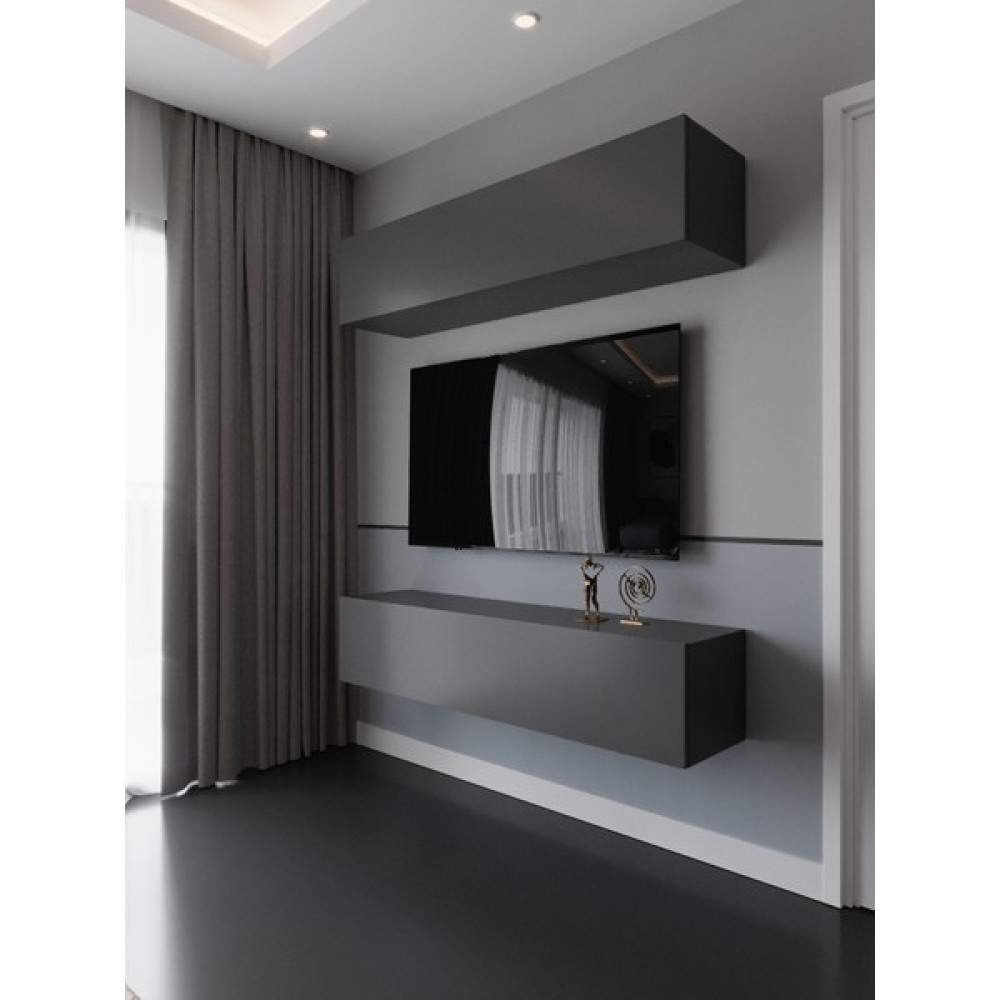 Myniture Home & Living Duvara Monte Tv Sehpası Antrasit S6203-4 Tv Ünitesi / Sehpası Fiyatı