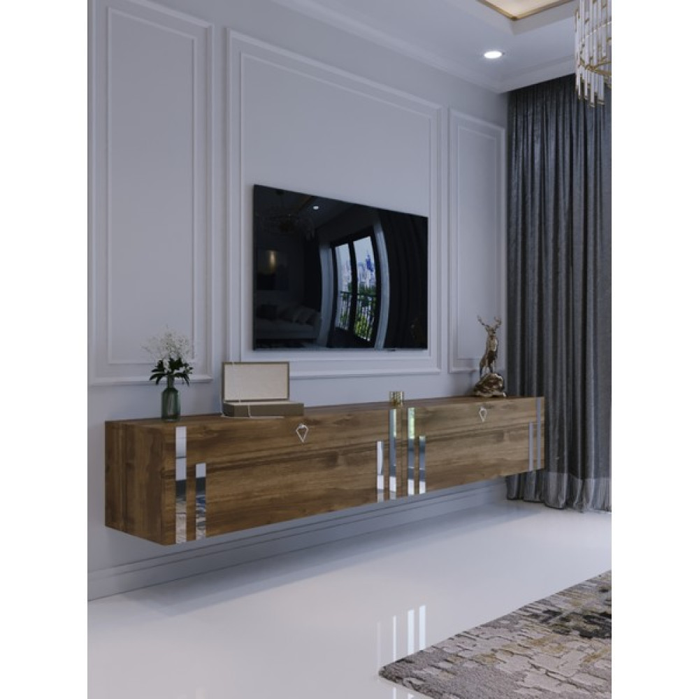 Myniture Home & Living Duvara Monte Tv Sehpası Ceviz Gümüş S6300-2 Tv Ünitesi / Sehpası Fiyatı