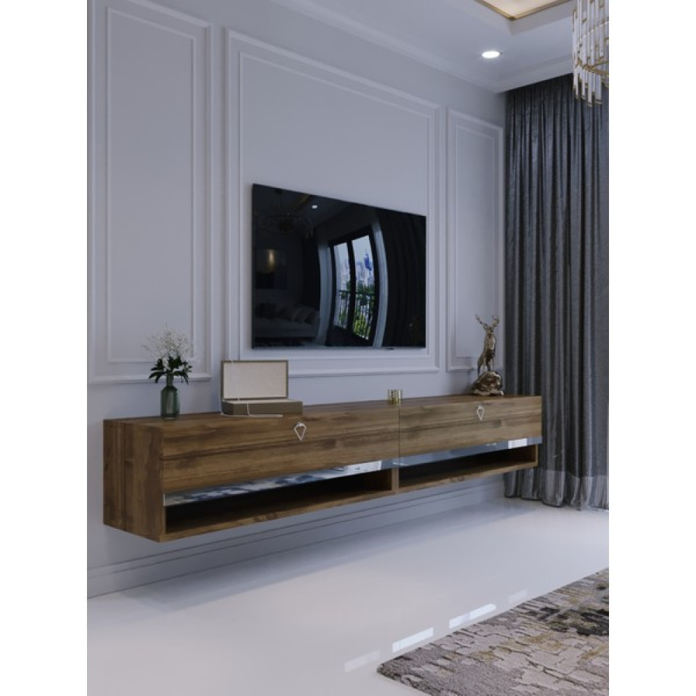 Myniture Home & Living Duvara Monte Tv Sehpası Ceviz Gümüş S6301-2 Tv Ünitesi / Sehpası Fiyatı