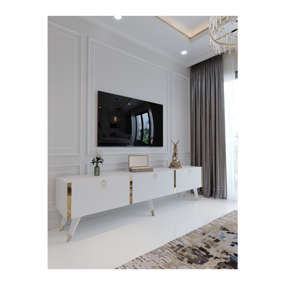 Myniture Home & Living Festival Tv Ünitesi Parlak Beyaz Minifiks Bağlantı Tv Ünitesi / Sehpası Fiyatı