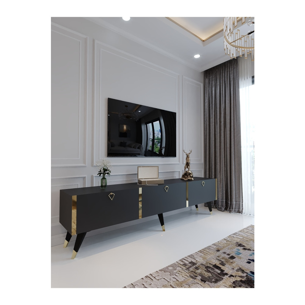 Myniture Home&living Festival Tv Ünitesi Antrasit Minifiks Bağlantı Dışarıdan Vida Gözükmez Tv Ünitesi / Sehpası Fiyatı