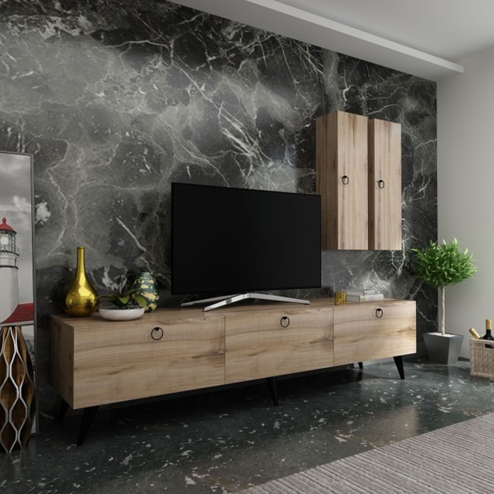 Myniture Ideal Tv Ünitesi + Duvar Raf ve Duvar Dolaplı Q7019-3 Çırağan Tv Ünitesi / Sehpası Fiyatı