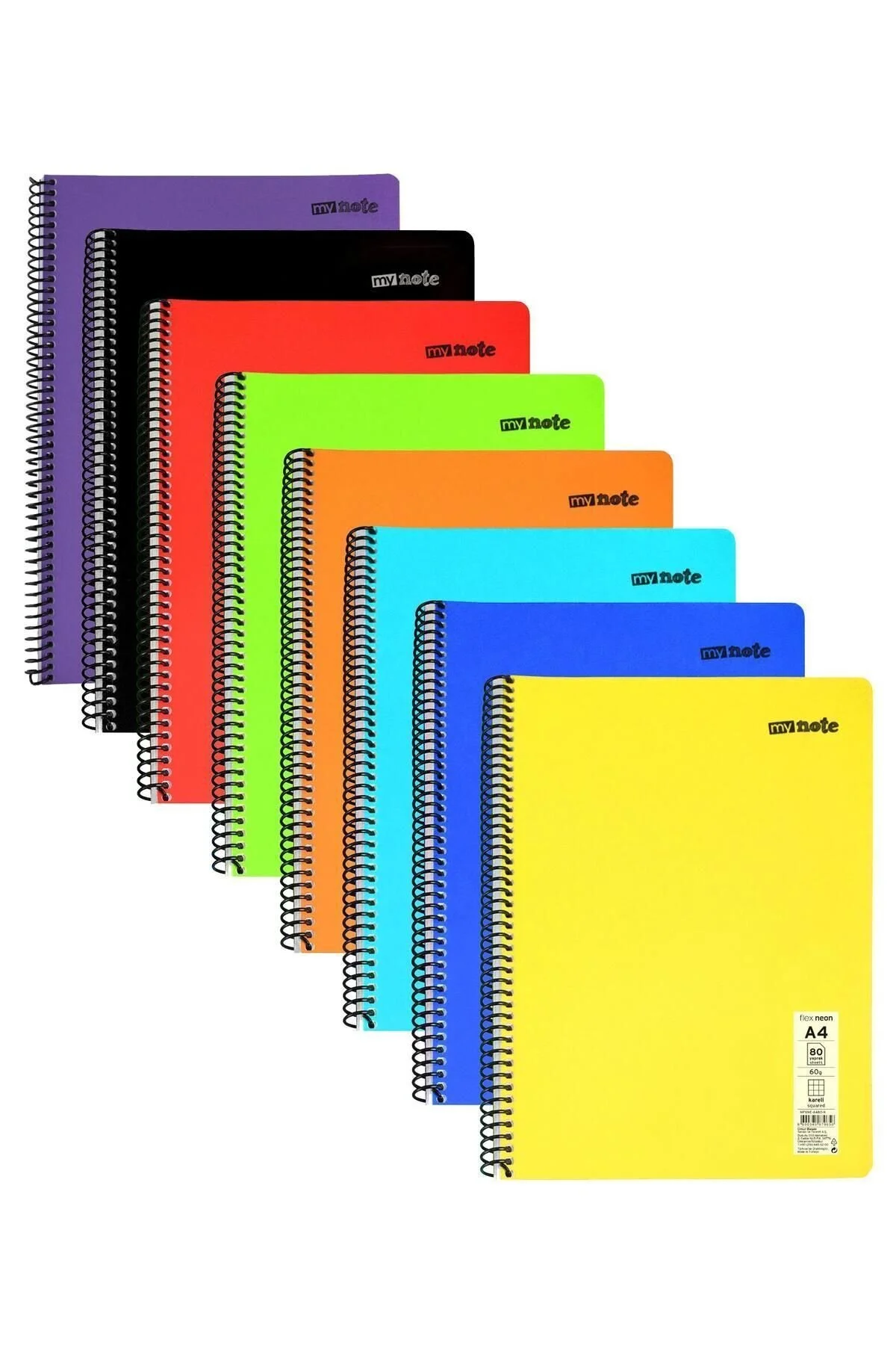 Mynote Flex Neon A4 Defter 80 Yaprak 4 Kareli 4 Çizgili Defter Seti" Defter Fiyatı