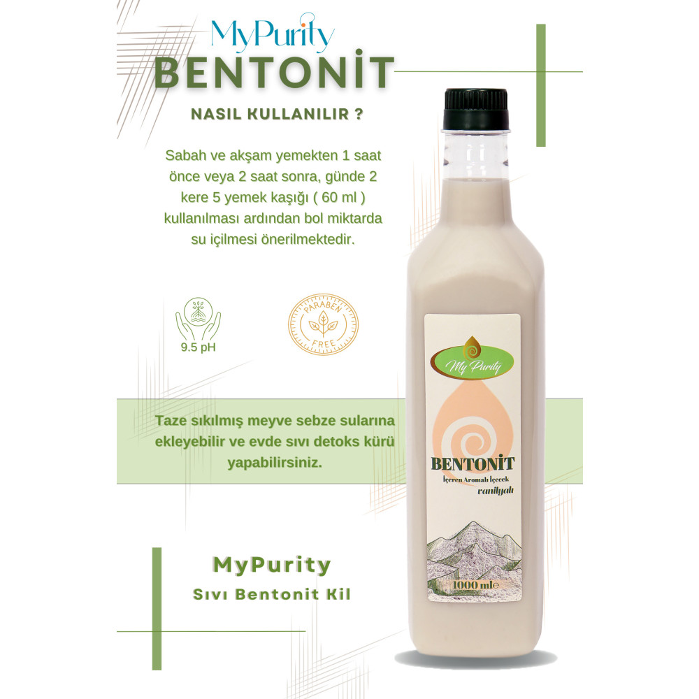 MyPurity Bentonit Kil Içilebilir Sıvı Sıvı Montmorillonit Mineralli Kalsiyum 1 Litre Organik Ürünler Fiyatı