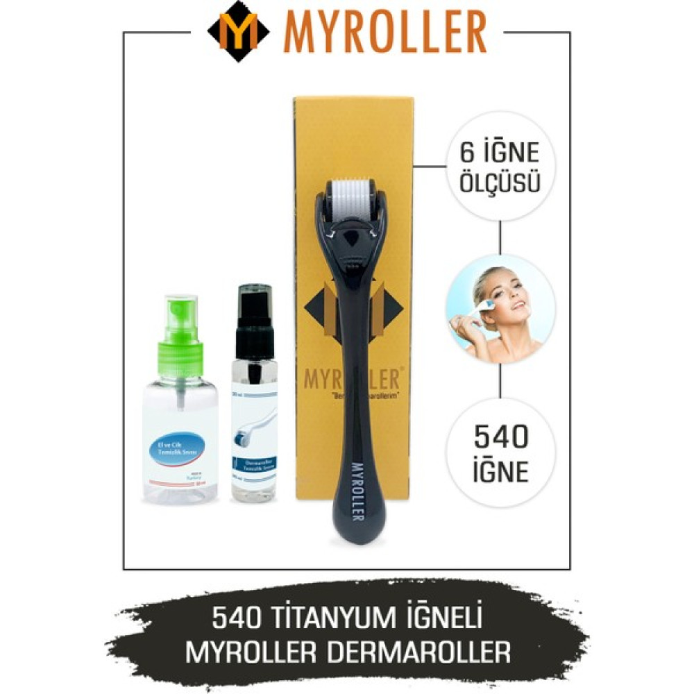 Myroller Dermaroller Titanyum 540 İğneli Saç Yüz Vücut Derma Roller - Siyah - 0.25 mm Cilt & Yüz Temizleme Cihazları Fiyatı
