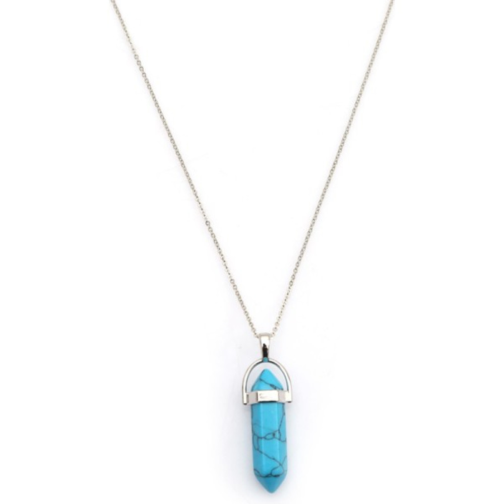 Mystic Energy Firuze Taşı Pandül Kesim Kadın Erkek (Unisex) Ister Kolye Ister Anahtarlık - Beyaz - Turkuaz - 50 cm Bijuteri Kolye Fiyatı