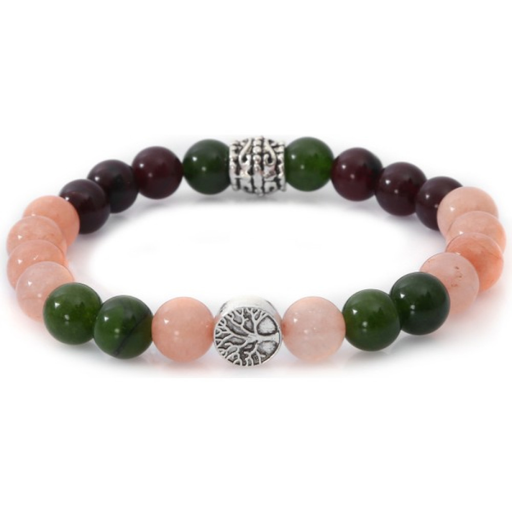 Mystic Energy Hamilelik Doğal Taş Kadın Tılsım Bilekliği (Lal[granet] Pembe Kuvars Yeşim Doğaltaş Bileklik) - Koyu Yeşil Saat ve Bileklik Aksesuarı Fiyatı