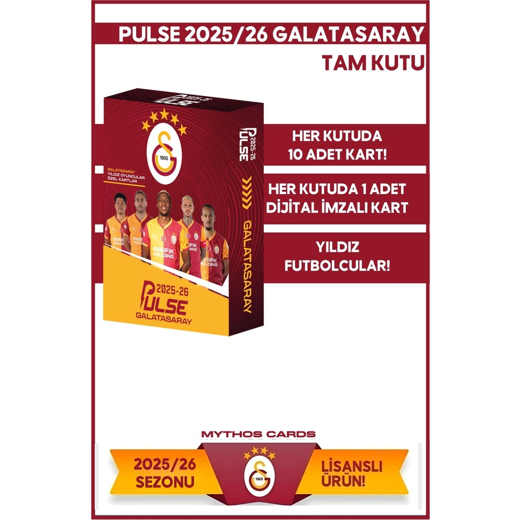 Mythos Cards Galatasaray Pulse Futbolcu Kartları 2025/26 Paket 10 Adet Dijital İmzalı Kart İçerir Diğer Fiyatı