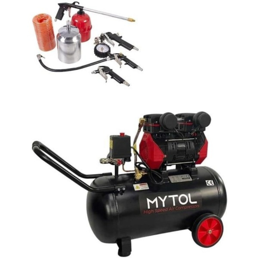 Mytol MY0501 50 Lt 1.5 Hp Sessiz Yüksek Hızlı Kompresör ve 5 Parça Setli Hava Kompresörü Fiyatı