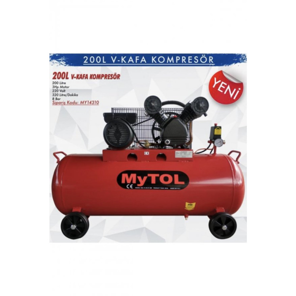 Mytol My14310 3 Hp 8 Bar 200 Lt Kompresor Hava Kompresörü Fiyatı
