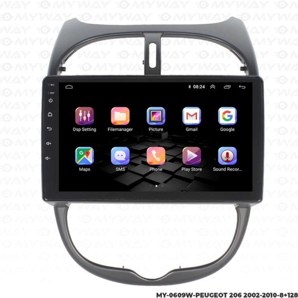 Myway Peugeot 206 Android Carplay Multimedya Navigasyon Ekran Teyp 8GB+128GB Oto Görüntü Sistemleri Fiyatı