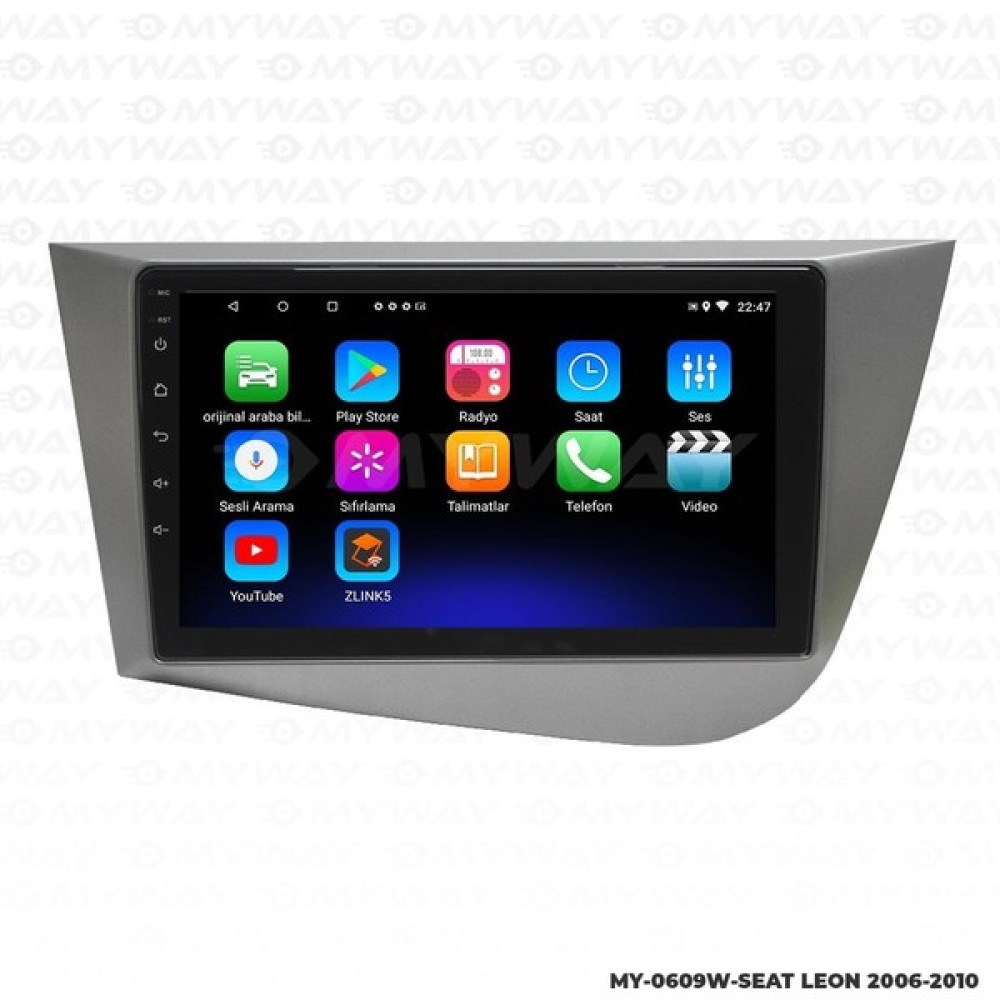 Myway Seat Leon Android 12 Multimedya Carplay 2gb RAM+32GB HDD 2006-2010 Navigasyon Ekran Oto Görüntü Sistemleri Fiyatı