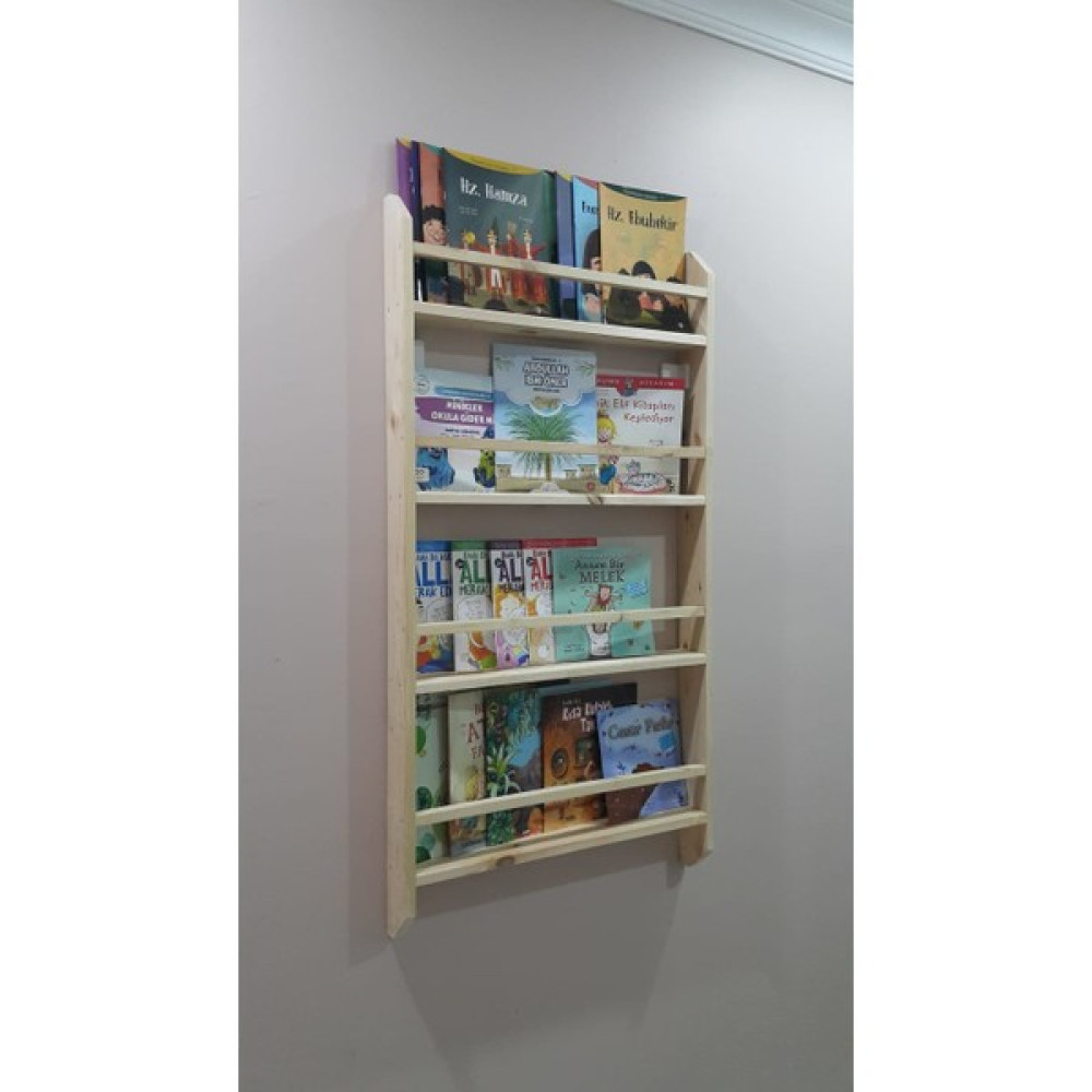 Mzdekor 4 Raflı Doğal Ahşap Montessori Kitaplık - Açık Kahverengi Kitaplık Fiyatı