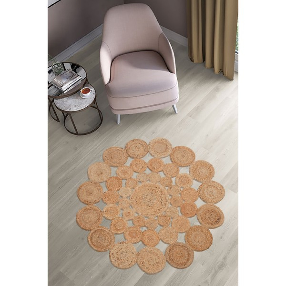 Naar Jüt Kcjn 19 Daire El Dokuma Halı Sarı 90X90 ~ 0.81 M2 - 90 x 90 cm - Renkli Yolluk Fiyatı