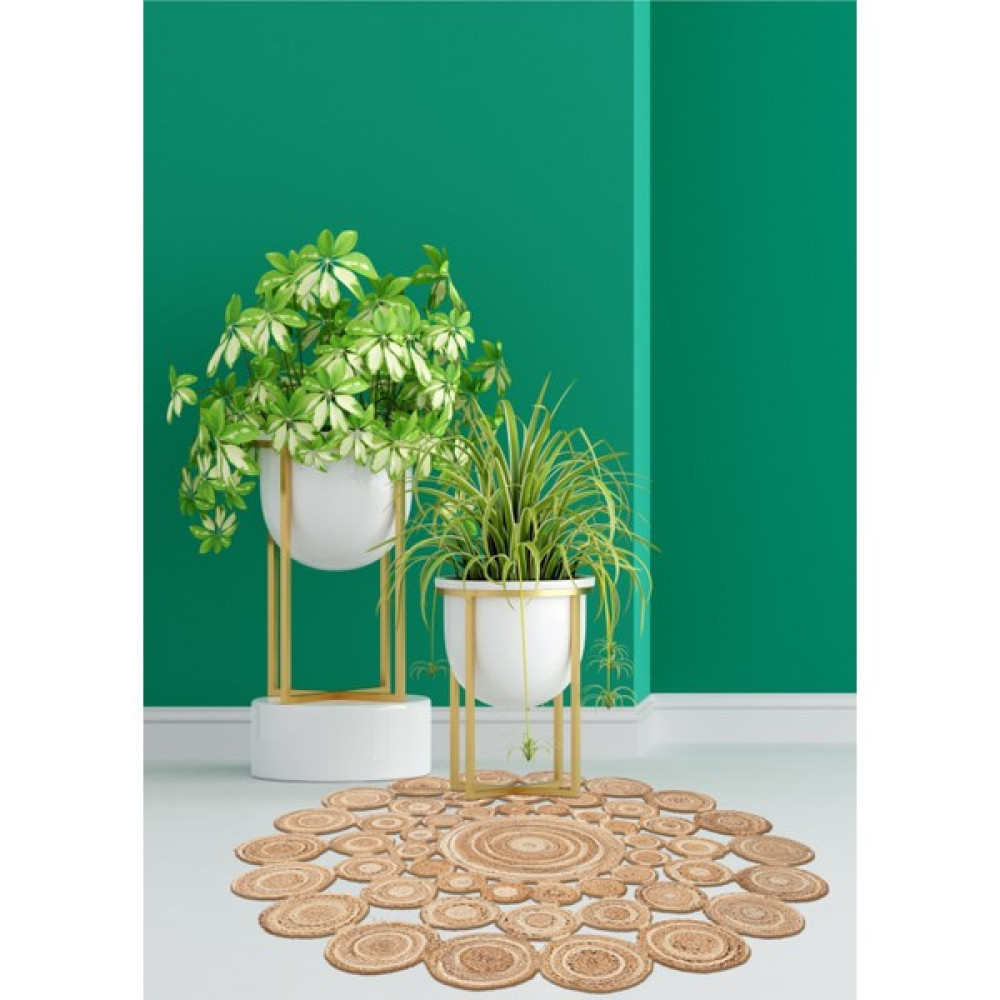 Naar Jüt Kcjn 23A Daire El Dokuma Sarı Halı 90X90 ~ 0.81 M2 - 90 x 90 cm - Renkli Salon Halısı Fiyatı