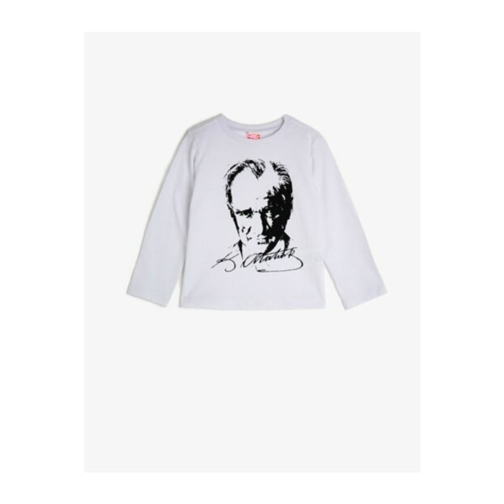 nacar çarşı Unısex Çocuk 23 Nisan 29 Ekim Gösteri Uzun Kol Atatürk Beyaz Siyah Baskılı T-shırt 8 Yaş Beden Bayan T-shirt Fiyatı