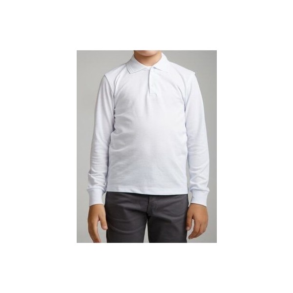 Nacar Store Uzunkol Polo Yaka Beyaz T-Shirt Kız & Erkek Çocuk 6 Yaş İçin Rahat Stil Giyim & İç Giyim Fiyatı