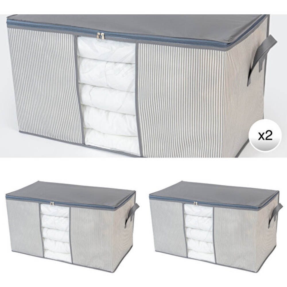 Nacarev 2 Adet Büyük Boy Pencereli Çizgi Desen Baskılı Gri Yastık Yorgan Düzenleyici Hurç Seti 75x40x40 cm Hurç Fiyatı