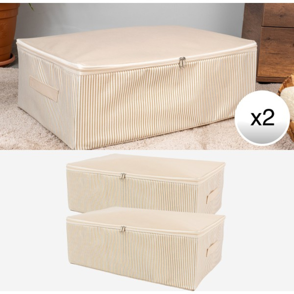 Nacarev 2 Adet Mega Boy Çizgi Desen Baskılı Bej Baza Altı Düzenleyici Hurç Seti 75x40x20 cm Hurç Fiyatı