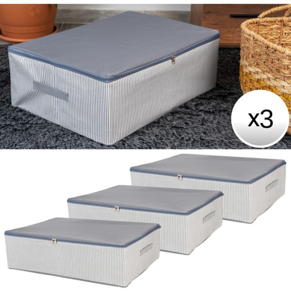 Nacarev 3 Adet Mega Boy çizgi Desen Baskılı Gri Baza Altı Düzenleyici Hurç Seti 75X40X20 cm Hurç Fiyatı