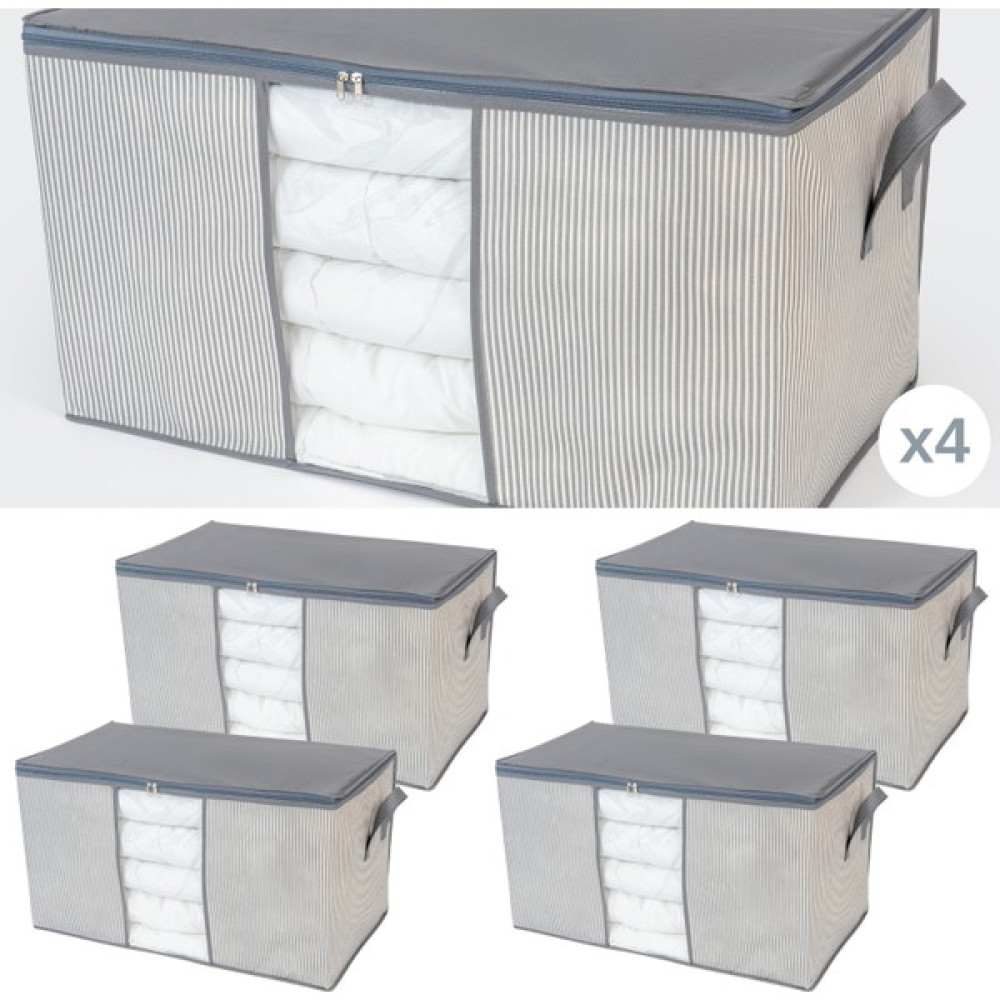 Nacarev 4 Adet Büyük Boy Pencereli Çizgi Desen Baskılı Gri Yastık Yorgan Düzenleyici Hurç Seti 75X40X40 cm (Yurt Dışından) Hurç Fiyatı