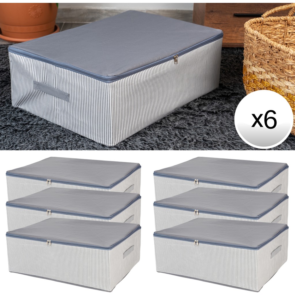 Nacarev 6 Adet Büyük Boy Çizgi Desen Baskılı Antrasit Baza Altı Düzenleyici Yastık Yorgan Kıyafet Hurcu 60X40X20 cm Yastık Kılıfı Fiyatı
