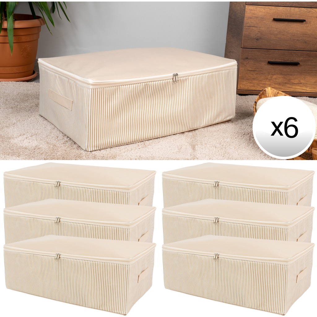 Nacarev 6 Adet Büyük Boy Çizgi Desen Baskılı Krem Baza Altı Düzenleyici Yastık Yorgan Kıyafet Hurcu 60X40X20 cm Yastık Kılıfı Fiyatı